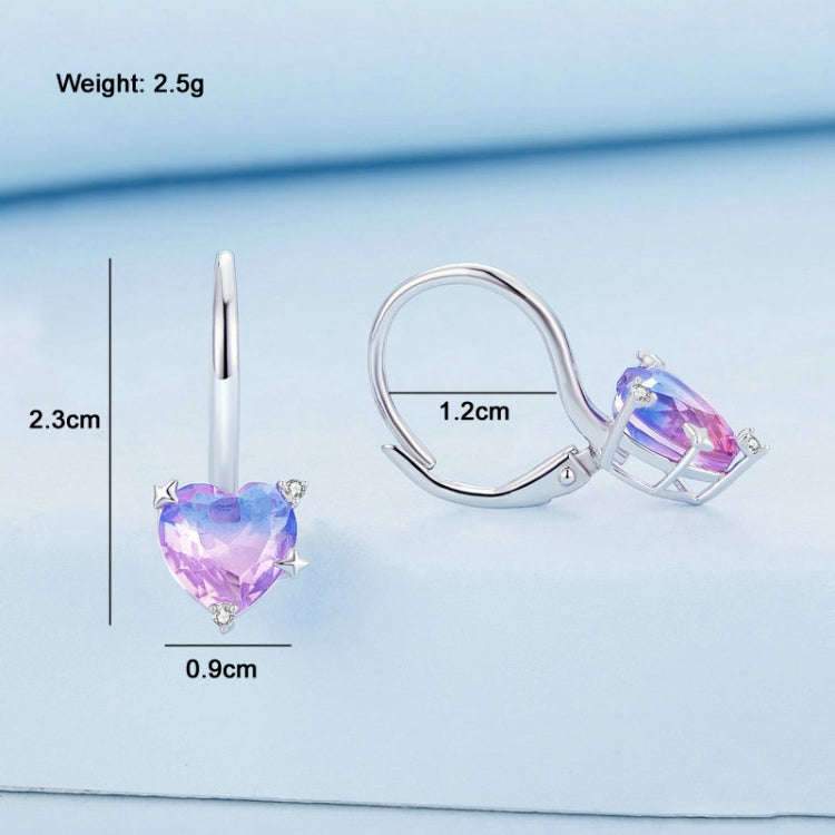 BSE743 Sterling Silver S925  Zirconia Illusion Heart Earrings