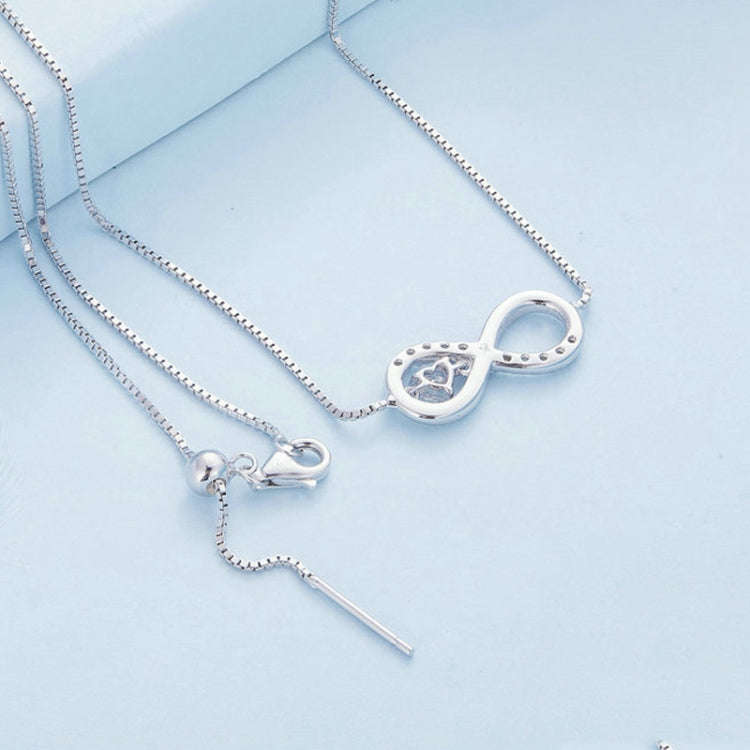 BSN276 Sterling Silver S925 Zirconia Infinity Heart Endless Symbol Necklace
