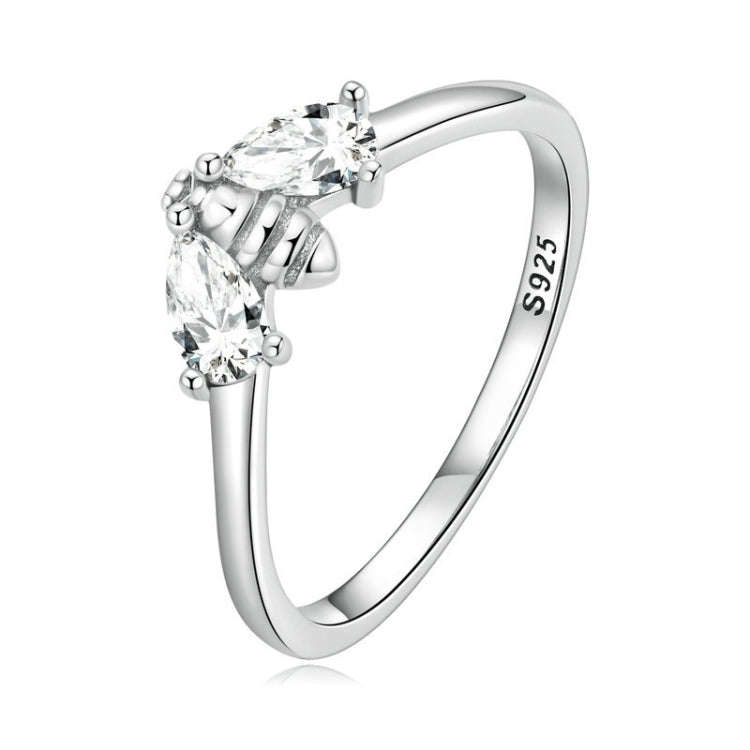 BSR307 Sterling Silver S925 Small Bee Cute Insect Zirconia Ring(No.8)