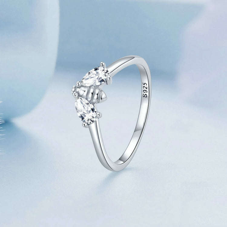 BSR307 Sterling Silver S925 Small Bee Cute Insect Zirconia Ring(No.8)