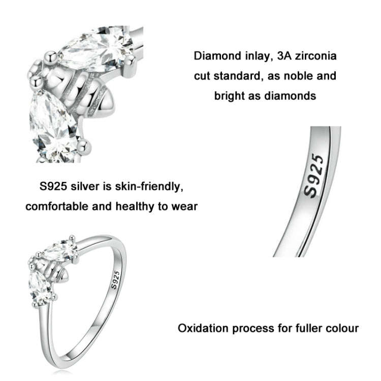 BSR307 Sterling Silver S925 Small Bee Cute Insect Zirconia Ring(No.8)