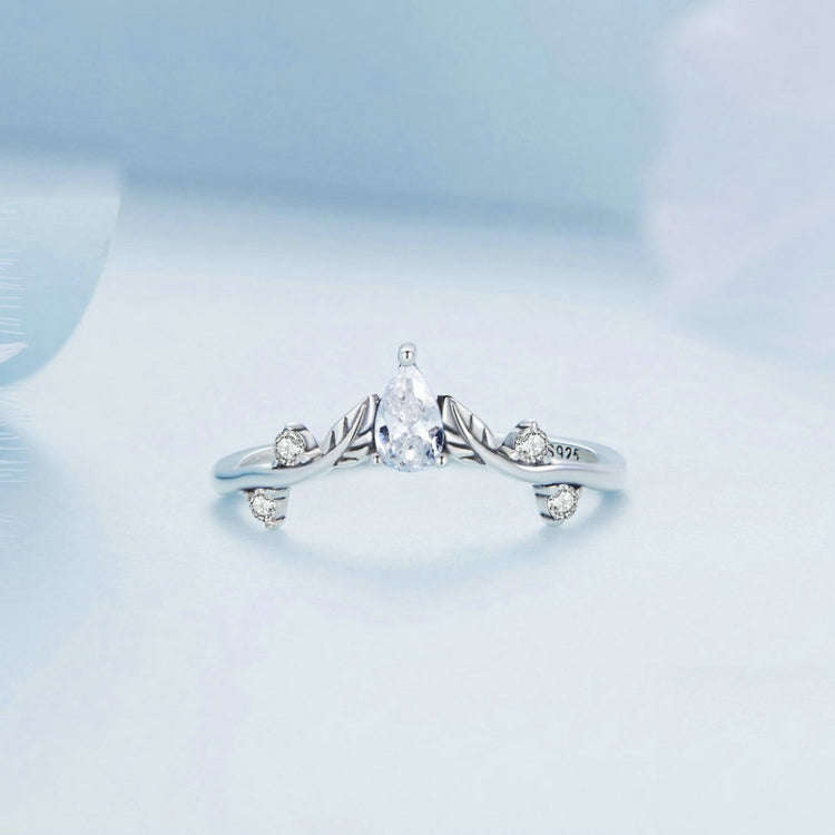 BSR308 Sterling Silver S925 Teardrop Vine Ring Zirconia Branch Leaf Jewellery(No.6)