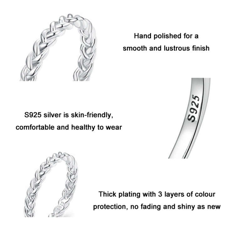 BSR311 Sterling Silver S925 Geometric Twist  Ring(No.7)