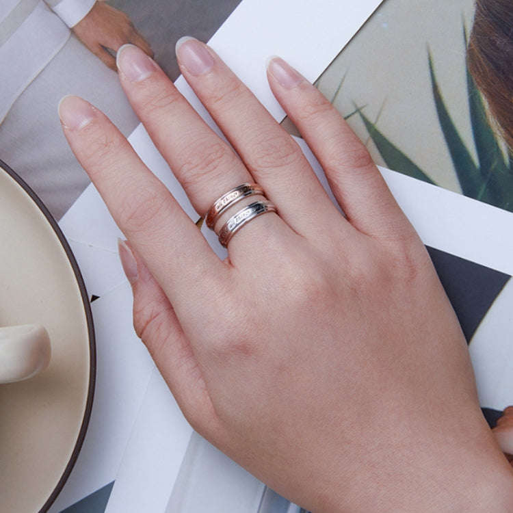 BSR337-A Sterling Silver S925 Geometric White Gold Vermeil Zirconia Curved Signet Ring(No.7)