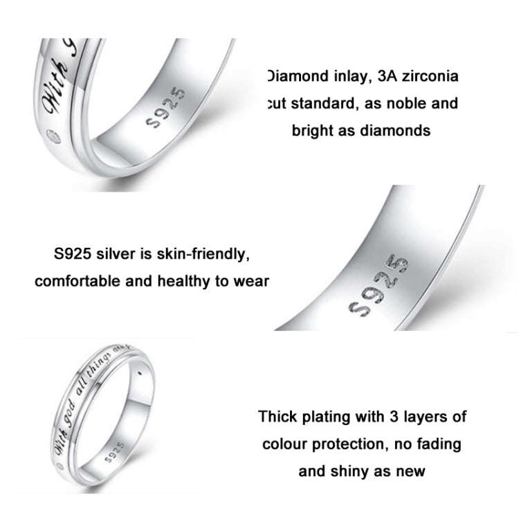 BSR337-C Sterling Silver S925 Geometric White Gold Vermeil Zirconia Curved Signet Ring(No.8)