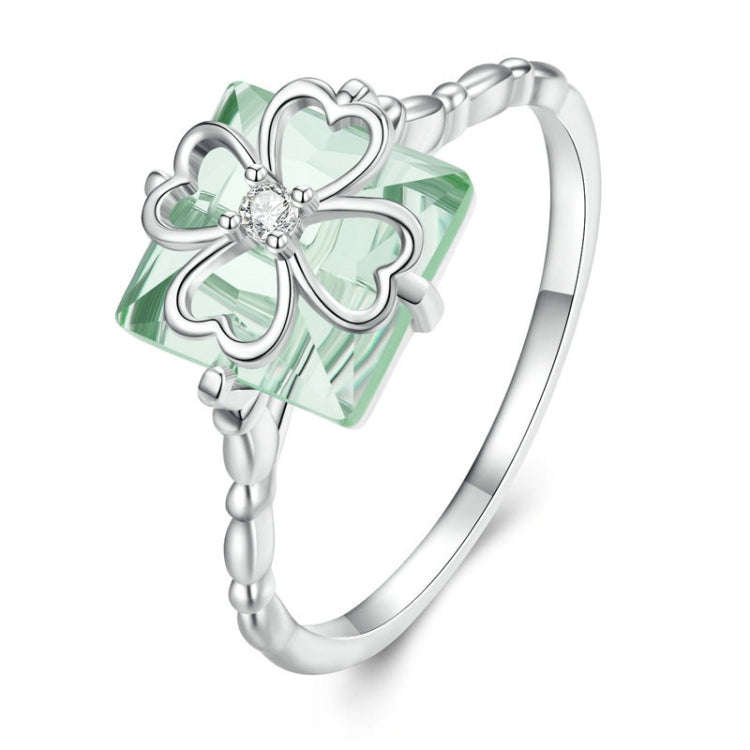 BSR339 Sterling Silver S925 Verdant Four Leaf Clover Ring (No.6)
