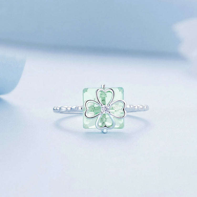 BSR339 Sterling Silver S925 Verdant Four Leaf Clover Ring (No.6)