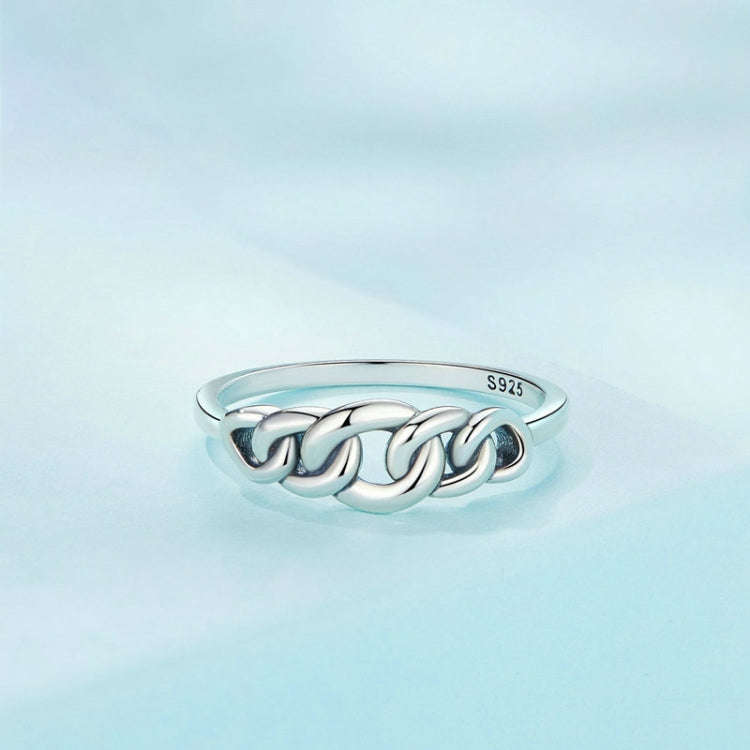 SCR891 Sterling Silver S925 Hollow Circle Chain Ring(No.7)