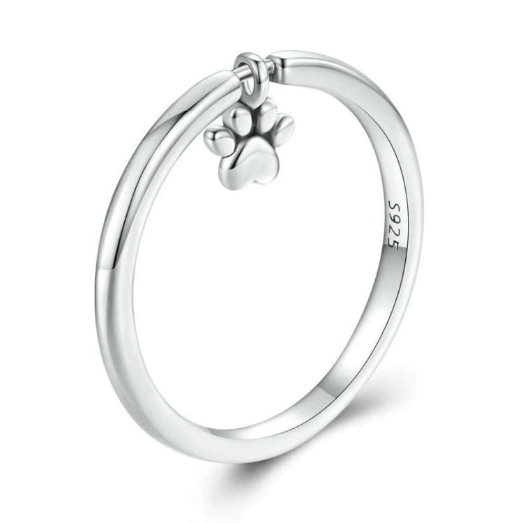 SCR892 Sterling Silver S925 Cute Animal Dog Paw Print Movable Ring(No.7)