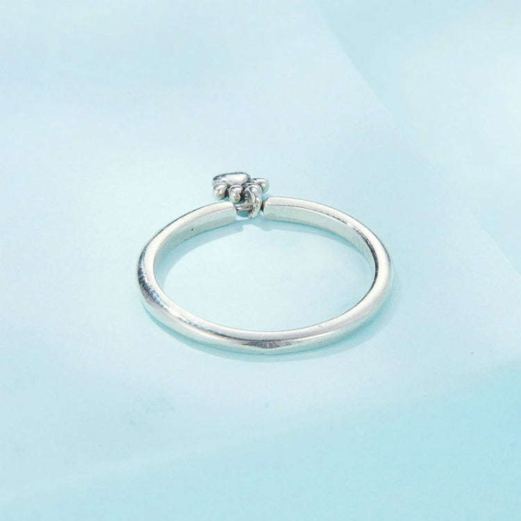 SCR892 Sterling Silver S925 Cute Animal Dog Paw Print Movable Ring(No.7)