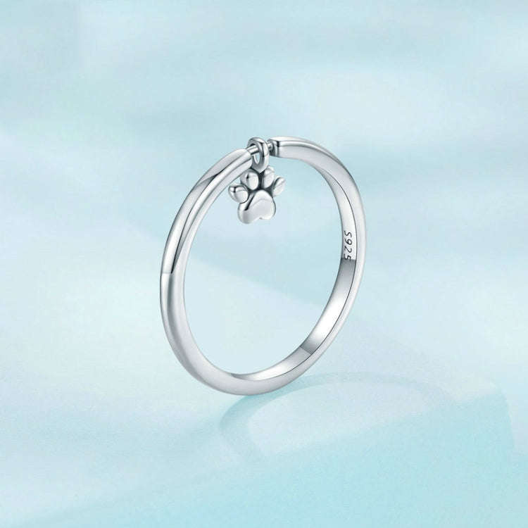 SCR892 Sterling Silver S925 Cute Animal Dog Paw Print Movable Ring(No.7)