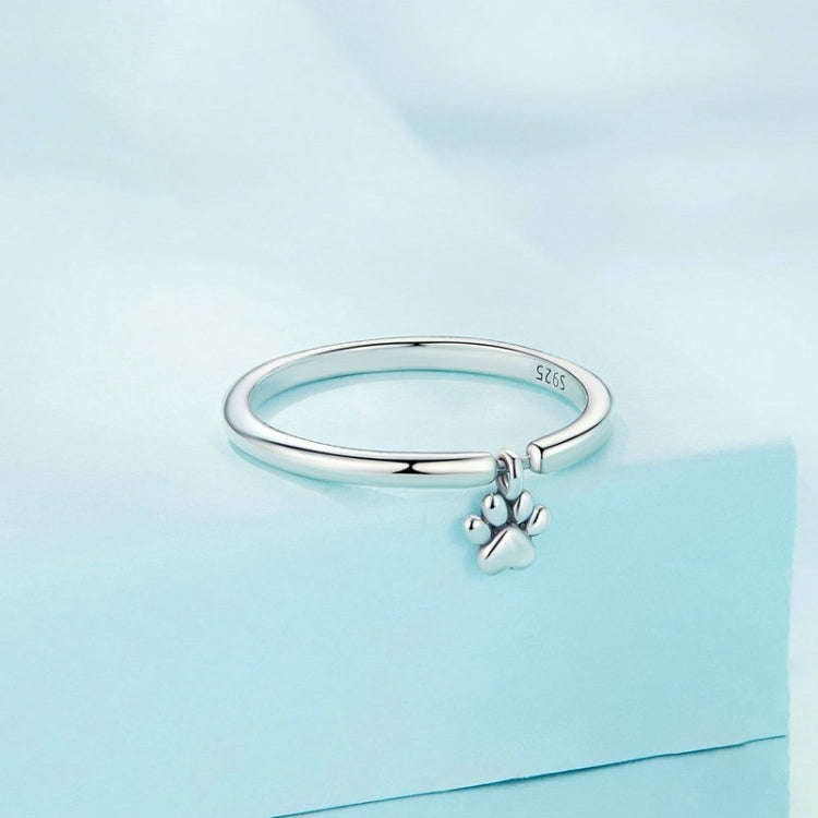 SCR892 Sterling Silver S925 Cute Animal Dog Paw Print Movable Ring(No.7)