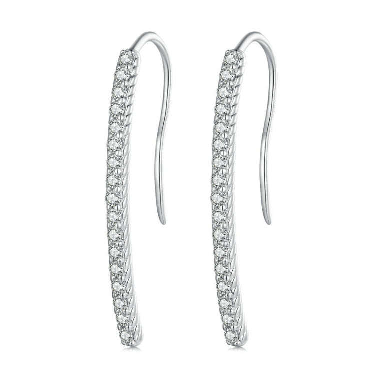 BSE748 Sterling Silver S925 Simple  Zirconia Ear Hooks