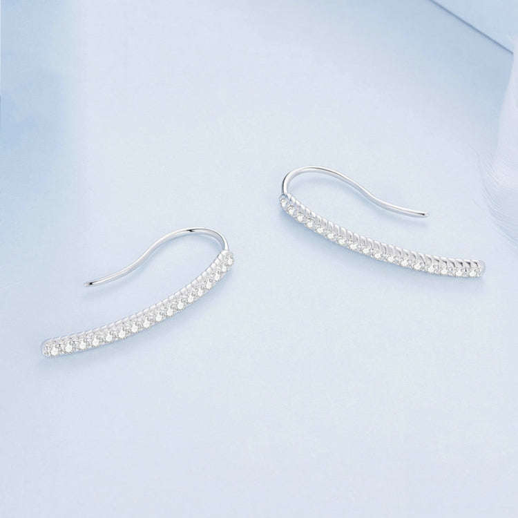BSE748 Sterling Silver S925 Simple  Zirconia Ear Hooks
