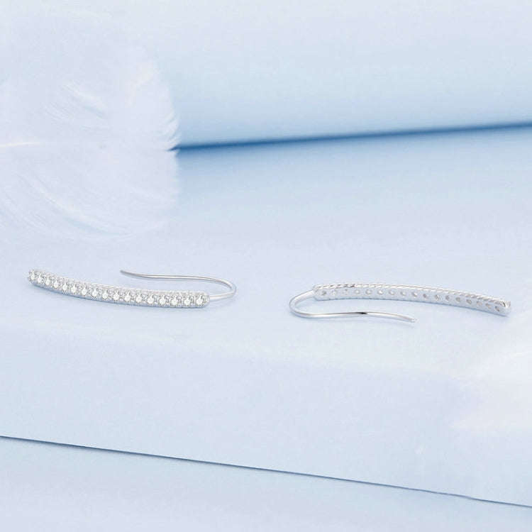 BSE748 Sterling Silver S925 Simple  Zirconia Ear Hooks