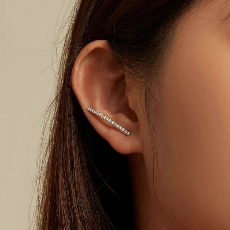 BSE748 Sterling Silver S925 Simple  Zirconia Ear Hooks