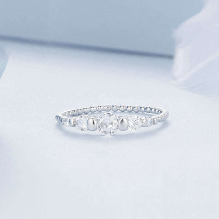 BSR344 Sterling Silver S925  Bead Arrangement Zircon Ring(No.7)