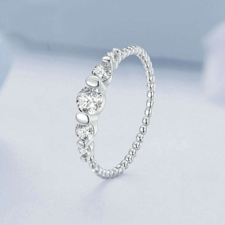 BSR344 Sterling Silver S925  Bead Arrangement Zircon Ring(No.7)