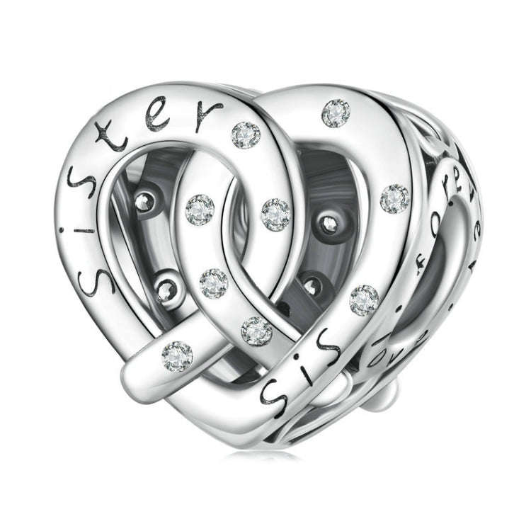 SCC2421 Sterling Silver S925 Hollow Heart Lettering Sister Bracelet Beaded