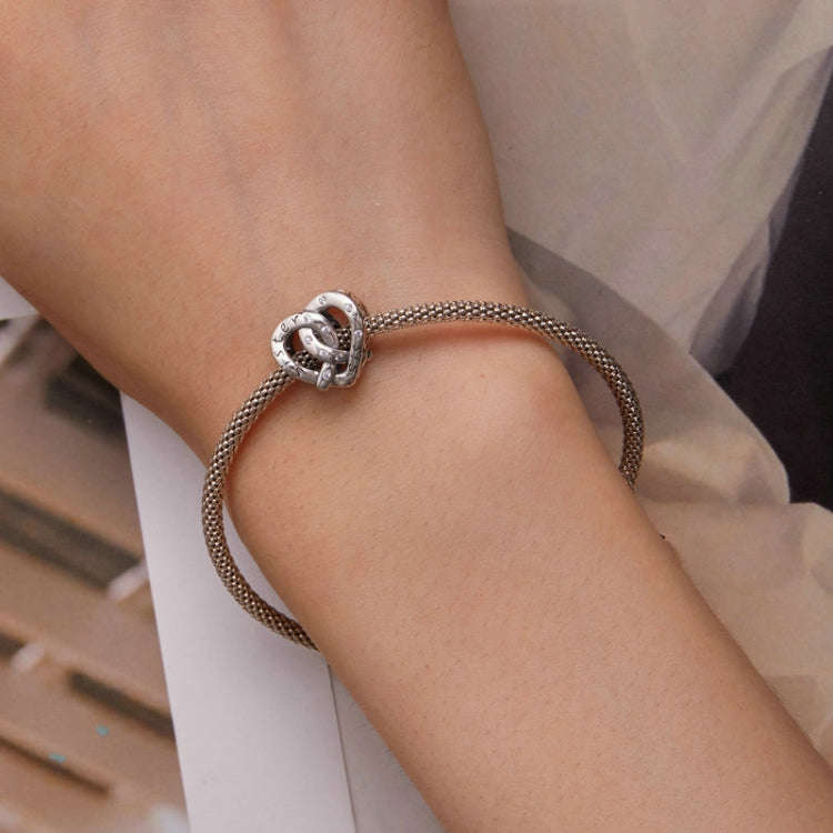 SCC2421 Sterling Silver S925 Hollow Heart Lettering Sister Bracelet Beaded