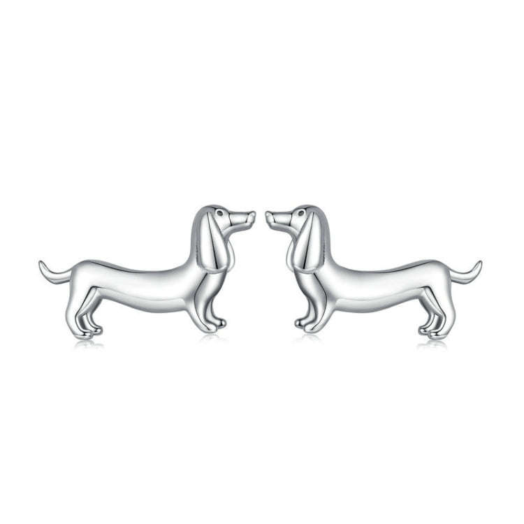 SCE1535 Sterling Silver S925 Cute Dachshund Animal Stud Earrings