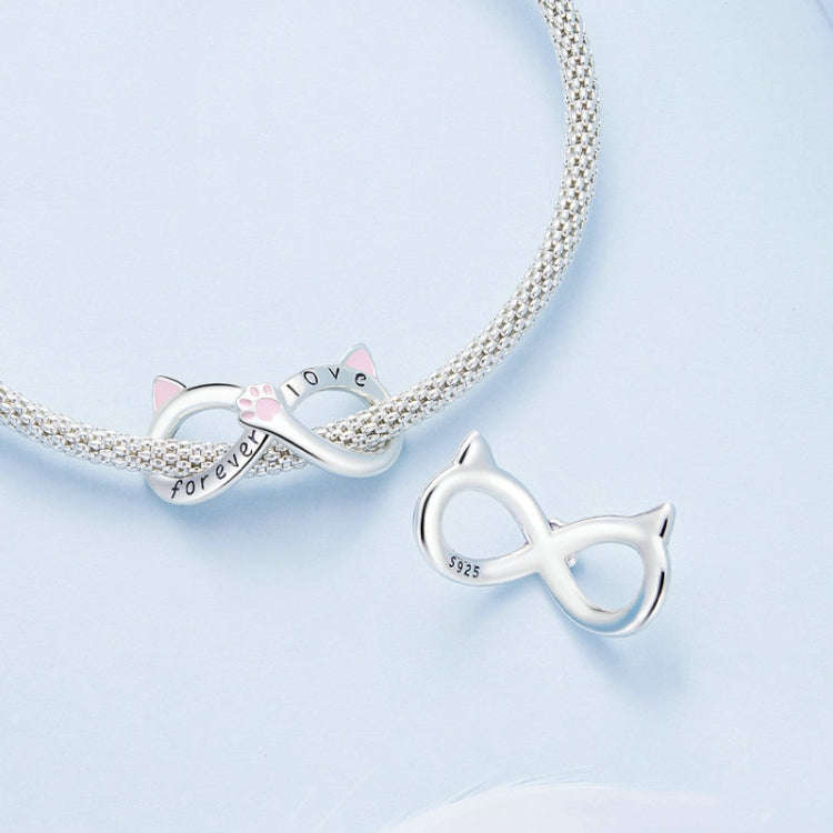 BSC748 S925 Sterling Silver Infinity Cat Symbol Bracelet Beads