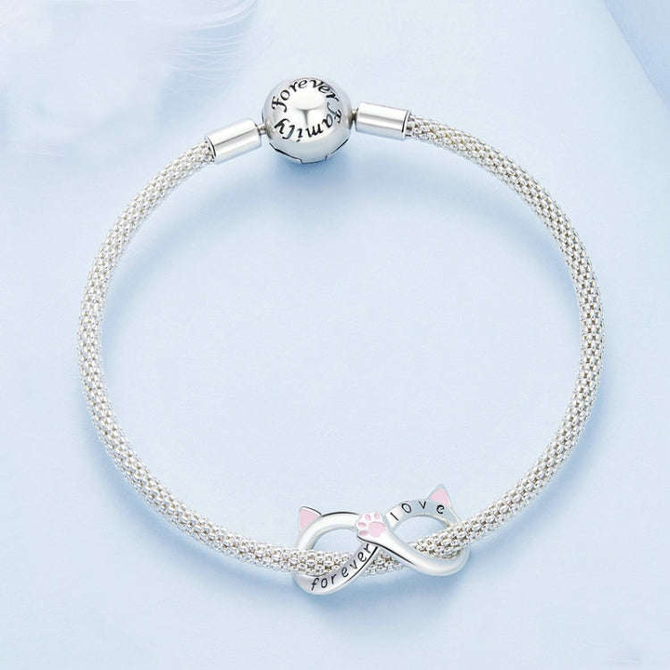 BSC748 S925 Sterling Silver Infinity Cat Symbol Bracelet Beads