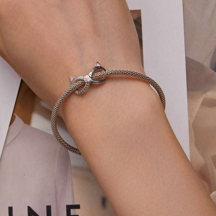 BSC748 S925 Sterling Silver Infinity Cat Symbol Bracelet Beads