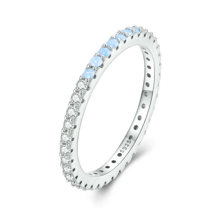 BSR335 Sterling Silver S925 Geometric Opal Nanite  Ring(No.6)