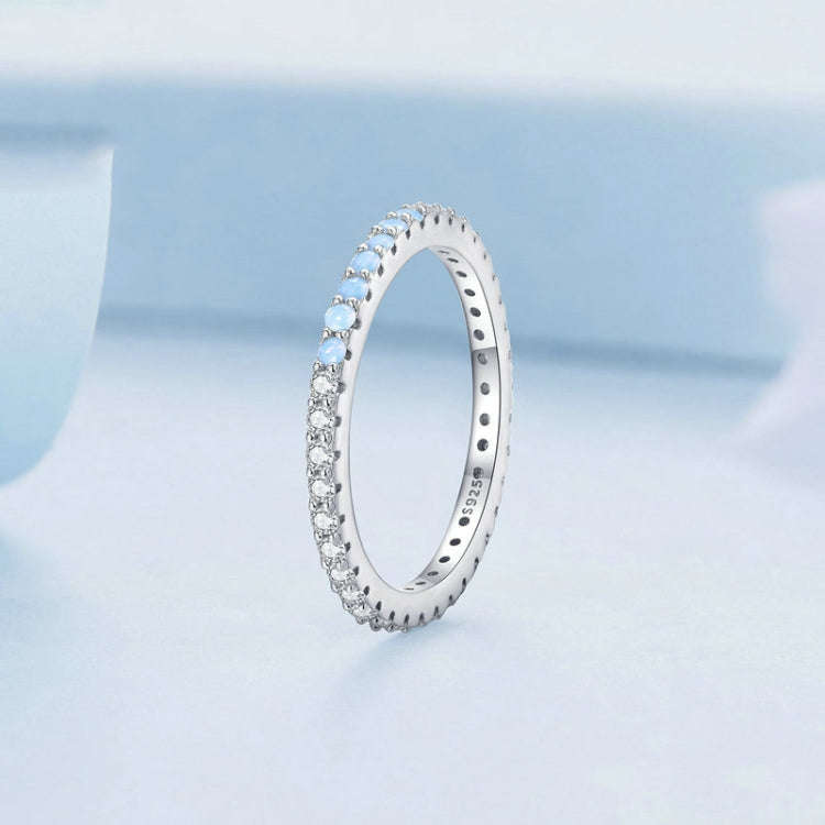 BSR335 Sterling Silver S925 Geometric Opal Nanite  Ring(No.6)