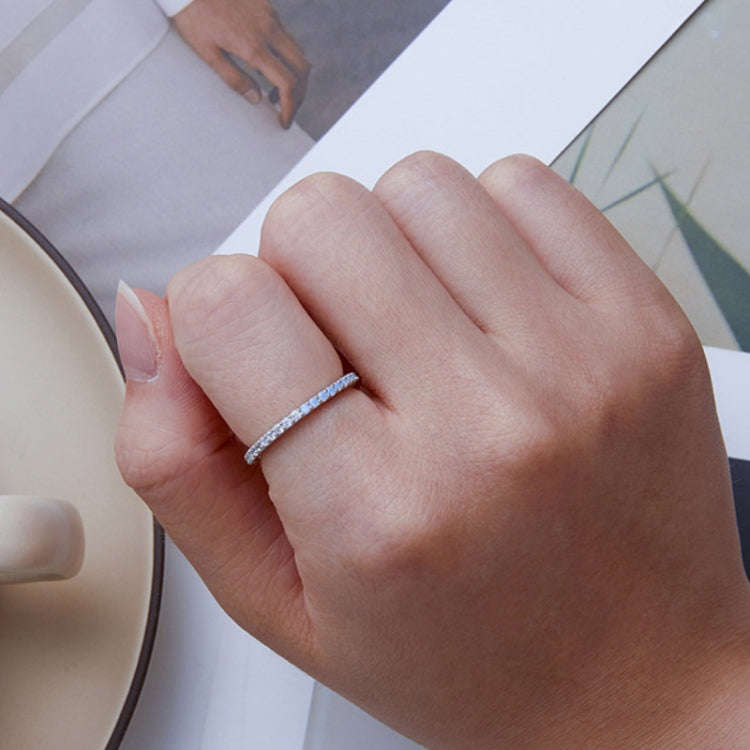 BSR335 Sterling Silver S925 Geometric Opal Nanite  Ring(No.6)