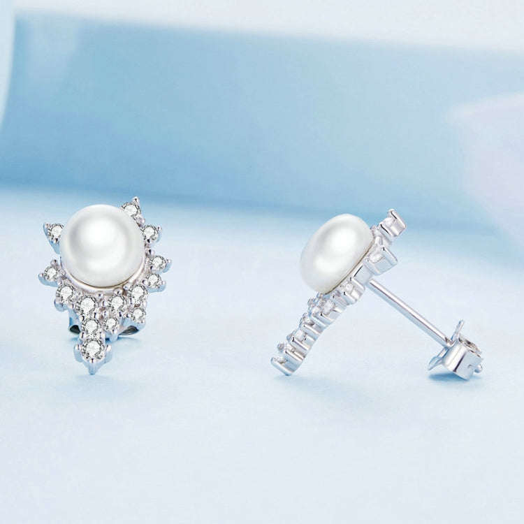 BSE761 Sterling Silver S925  Zirconia Bead Earrings