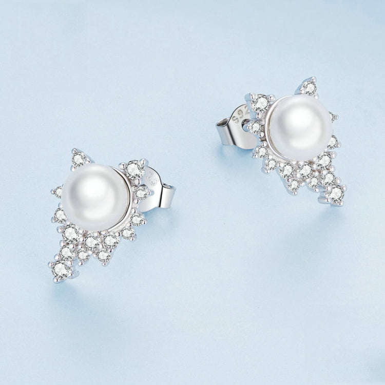 BSE761 Sterling Silver S925  Zirconia Bead Earrings
