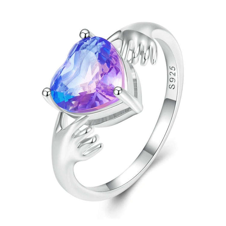 BSR345 Geometric Sterling Silver S925 Heart Guard  Ring(No.8)