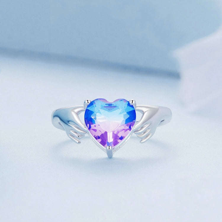 BSR345 Geometric Sterling Silver S925 Heart Guard  Ring(No.8)