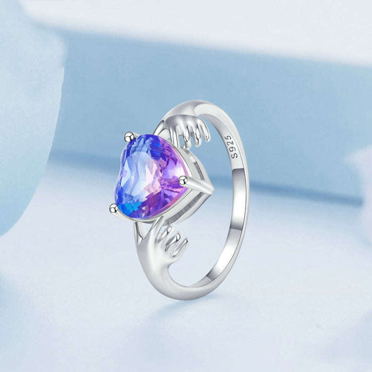 BSR345 Geometric Sterling Silver S925 Heart Guard  Ring(No.8)