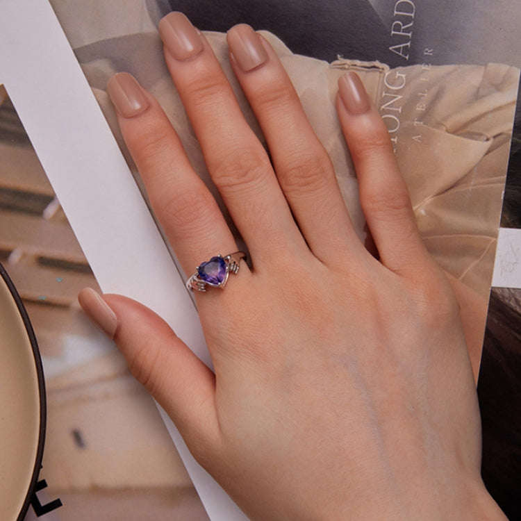 BSR345 Geometric Sterling Silver S925 Heart Guard  Ring(No.8)