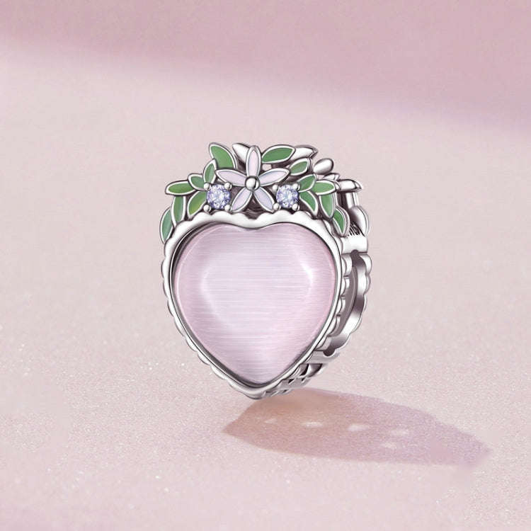 SCC2427 Sterling Silver S925 Heart Surrounding Flower Beaded Bracelet