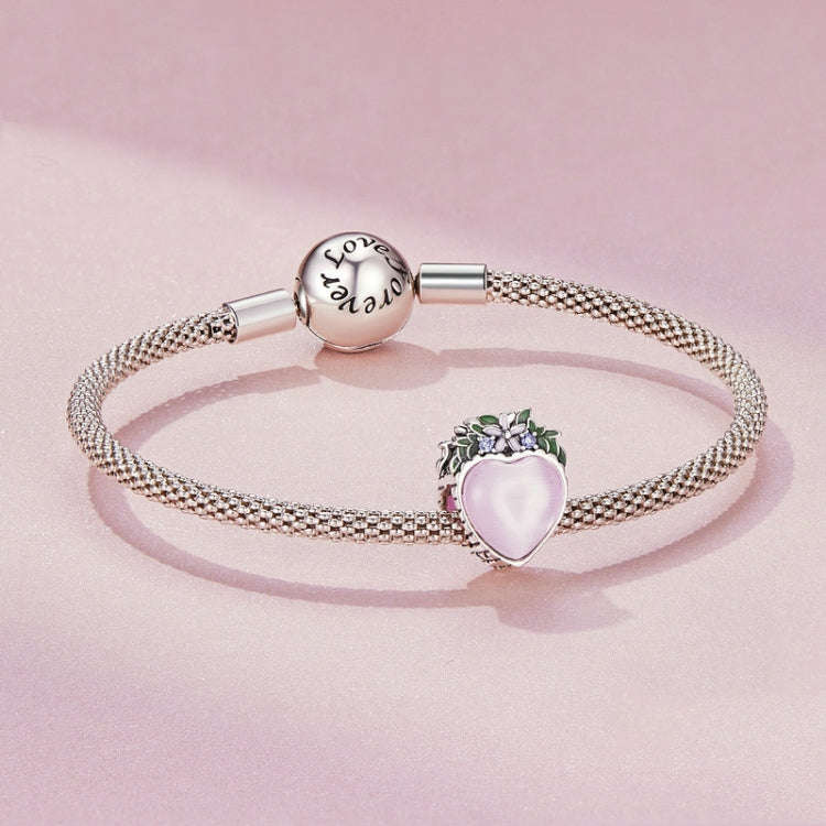 SCC2427 Sterling Silver S925 Heart Surrounding Flower Beaded Bracelet