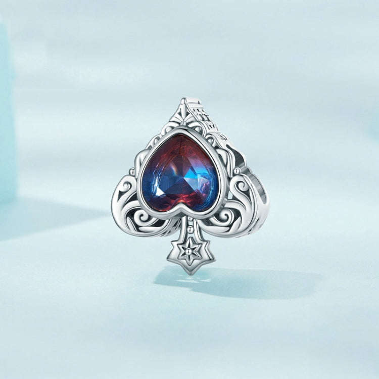 SCC2431 Sterling Silver S925 Synthetic Tourmaline Heart Playing Card Spades Bracelet Beaded