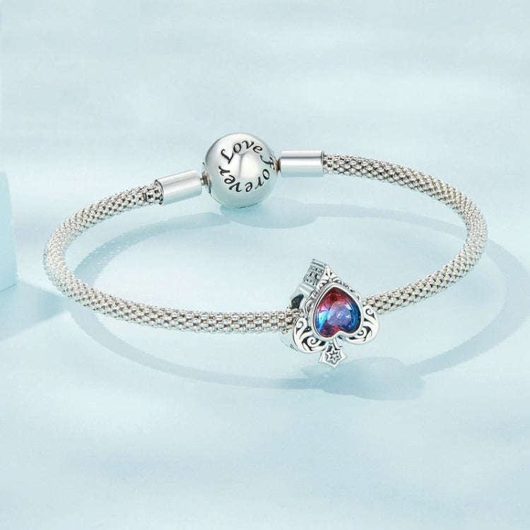 SCC2431 Sterling Silver S925 Synthetic Tourmaline Heart Playing Card Spades Bracelet Beaded