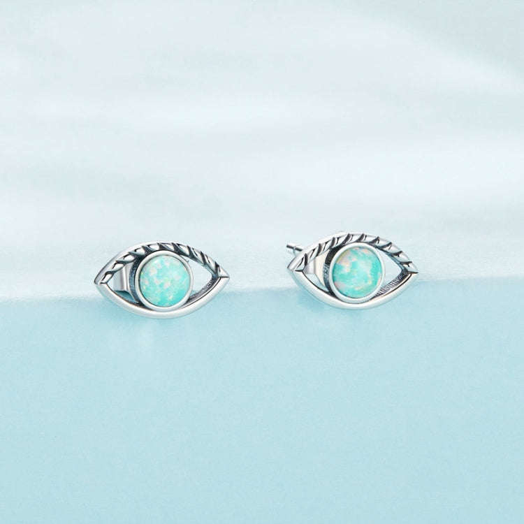 SCE1540 Sterling Silver S925 Opal Hollow  Eye Stud Earrings
