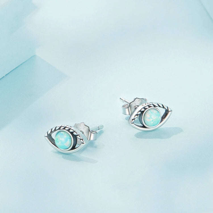 SCE1540 Sterling Silver S925 Opal Hollow  Eye Stud Earrings