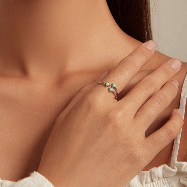 SCR899 Sterling Silver S925 Fantasy Opal Open Ring(Open Adjustable)