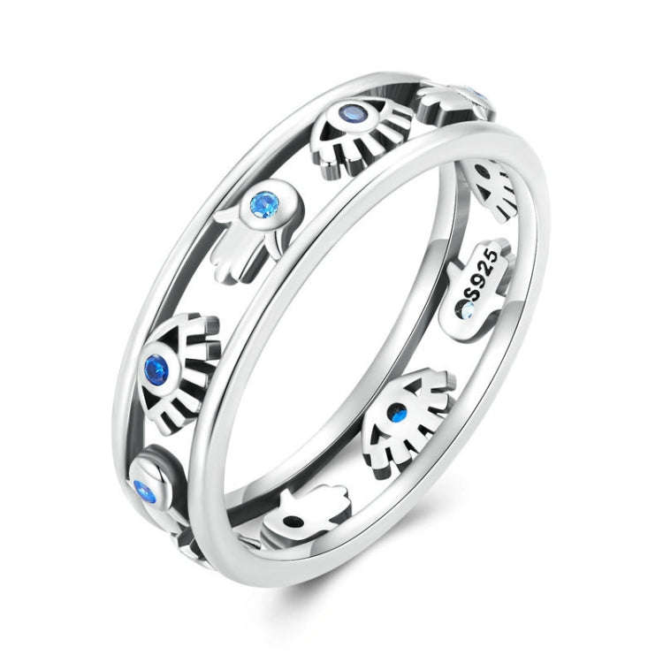 SCR900 Sterling Silver S925  Eye Cutout Symbol Zircon Ring(No.7)