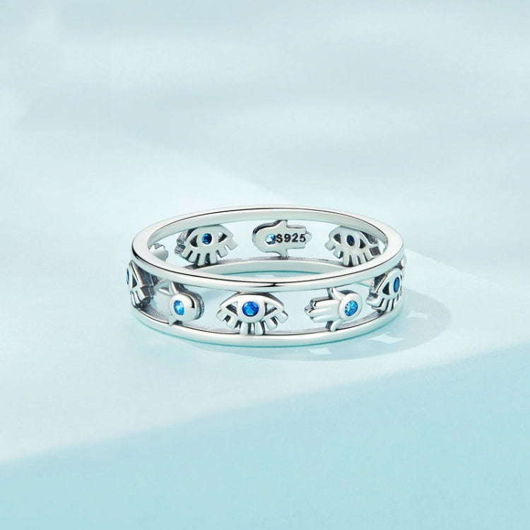 SCR900 Sterling Silver S925  Eye Cutout Symbol Zircon Ring(No.6)