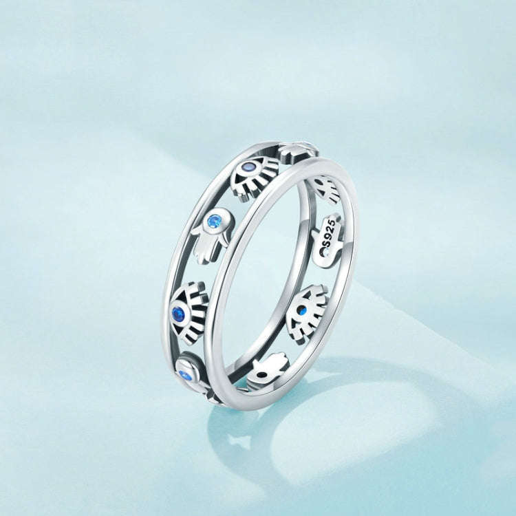 SCR900 Sterling Silver S925  Eye Cutout Symbol Zircon Ring(No.7)