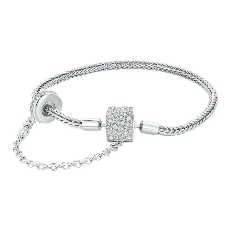 BSB103-17 Sterling Silver S925  Zircon Cylinder Buckle Bracelet