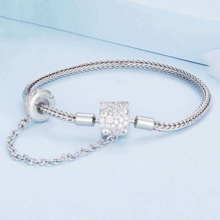 BSB103-17 Sterling Silver S925  Zircon Cylinder Buckle Bracelet