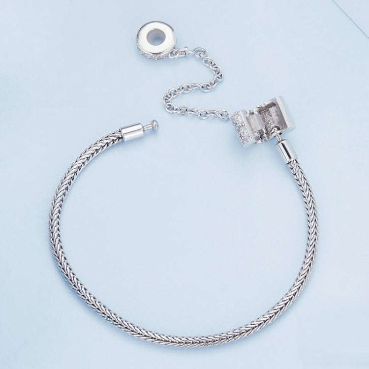 BSB103-19 Sterling Silver S925  Zircon Cylinder Buckle Bracelet